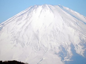 Close up view of Mt. Fuji viewed in the morning of January 27, 2014